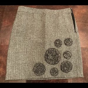 LOFT Gray Herringbone Mini Skirt